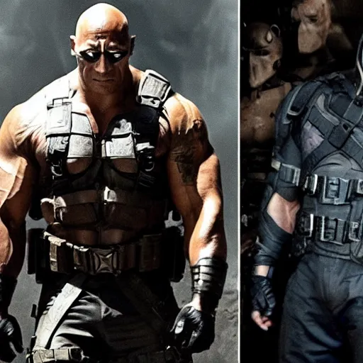 Prompt: Dwayne Johnson playing Bane in Batman