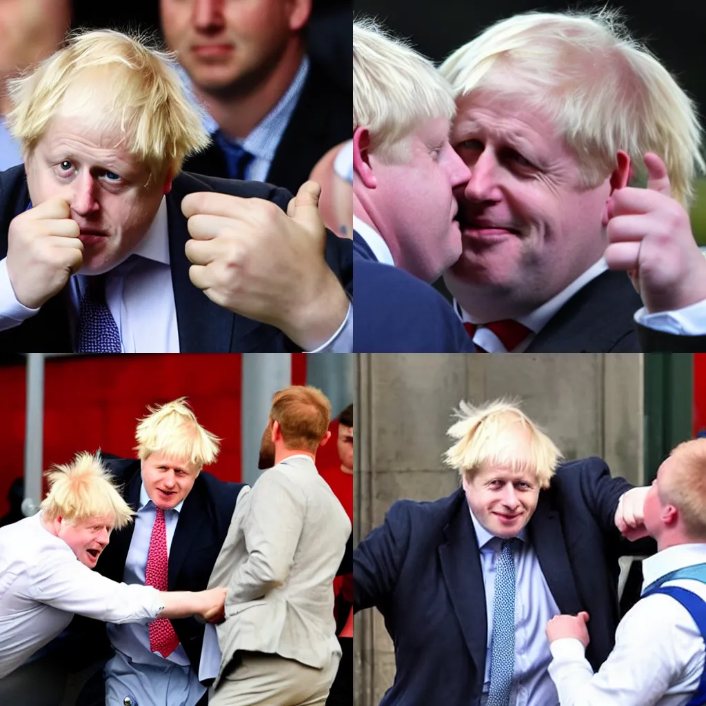 Prompt: Boris Johnson being punched in the face