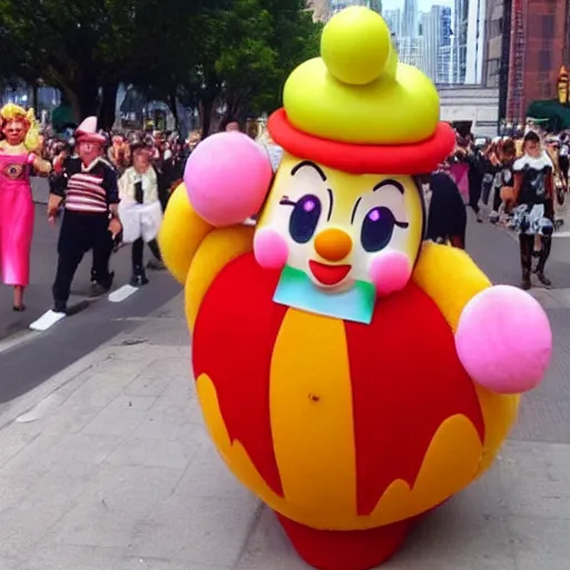 Image similar to princess peach cosplaying as a hamburger, a clown cries in the background, cuil = 5
