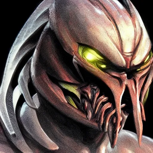 Image similar to concept art of predator face redesign