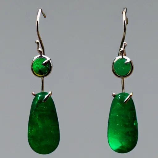 Prompt: product photo of emerald leech earrings