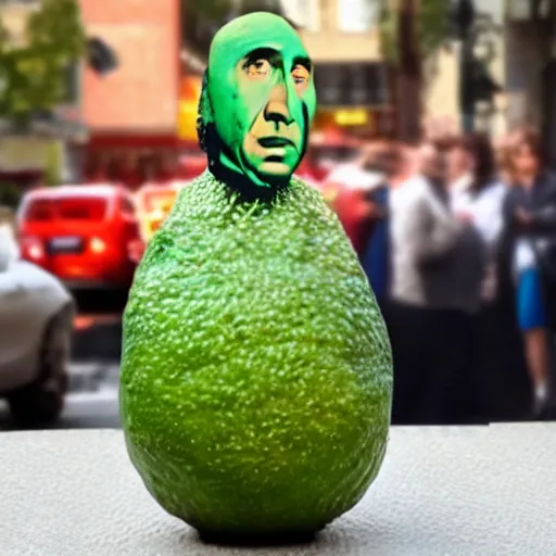 Prompt: nick cage as an avocado chair