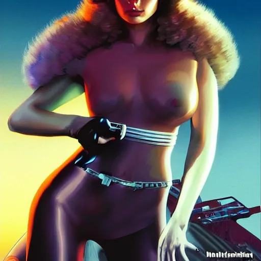 Prompt: Natalie Portman as a Bond girl, artstation, Joe Jusko, digital art