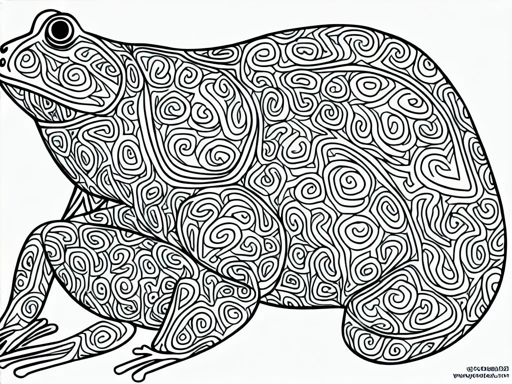 Image similar to beautiful frog, ornamental, fractal, line art, vector, outline, simplified, colouring page