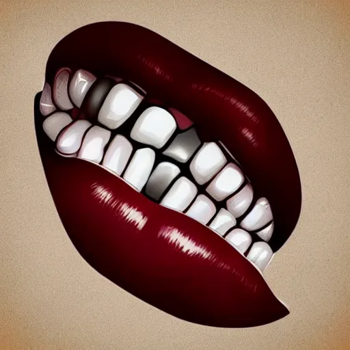 Image similar to teeth clenching bottom lip, in the style of ceyda cengiz, illustration, vector art, clean lines, clip art, on white background, pinterest, artstation, deviantart