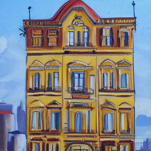 Image similar to mattisse style painting of architecture