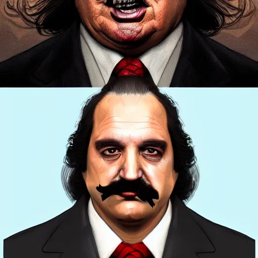 Image similar to A combination of Ron Jeremy's and Donald Trump's and Joe Biden's faces as Aiden Caldwell character from Dying Light 2 Stay Human, western, D&D, fantasy, intricate, elegant, highly detailed, digital painting, artstation, concept art, matte, sharp focus, illustration, art by Artgerm and Greg Rutkowski and Alphonse Mucha