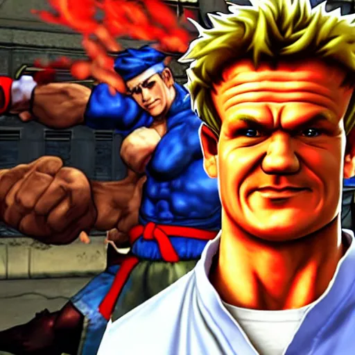 Prompt: gordon ramsey in street fighter video game