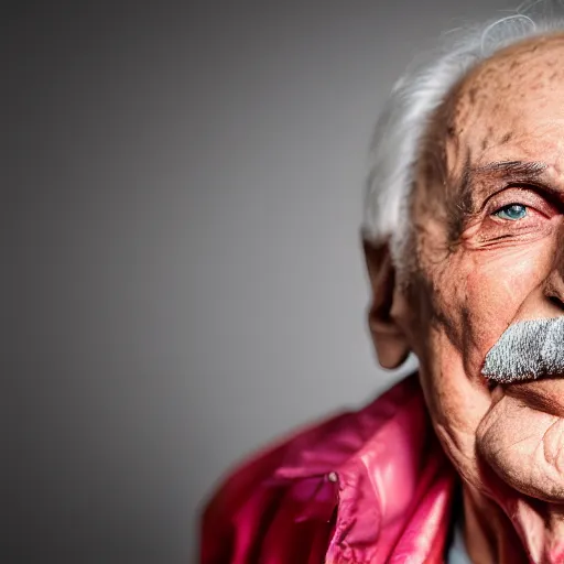 Image similar to old freddie mercury singer at age 9 0 years old, color ( sony a 7 r iv, symmetric balance, polarizing filter, photolab, lightroom, 4 k, dolby vision, photography award ), vogue, perfect face, movie poster