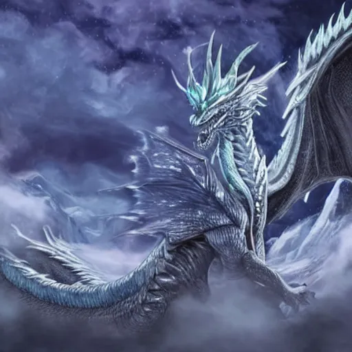 Image similar to ice dragon eternally sleeping in the permafrost has decided to wake up to rule them all