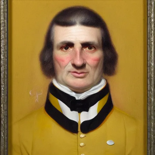 Image similar to facial portrait of green bay packers dictator, military uniform, 1 8 3 4, oil on canvas by william sidney mount, oil on canvas, octane render
