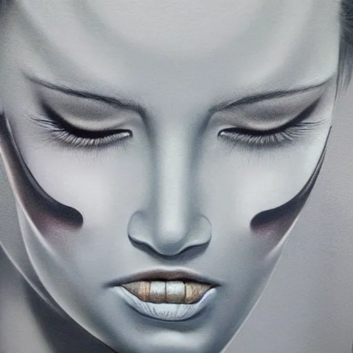 Image similar to ultra realistic airbrush art by masao saito