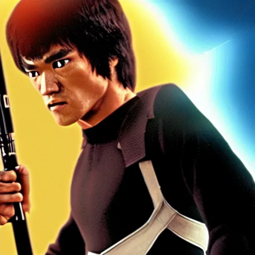 Image similar to bruce lee as anakin skywalker in star wars episode 3, 8k resolution, full HD, cinematic lighting, award winning, anatomically correct