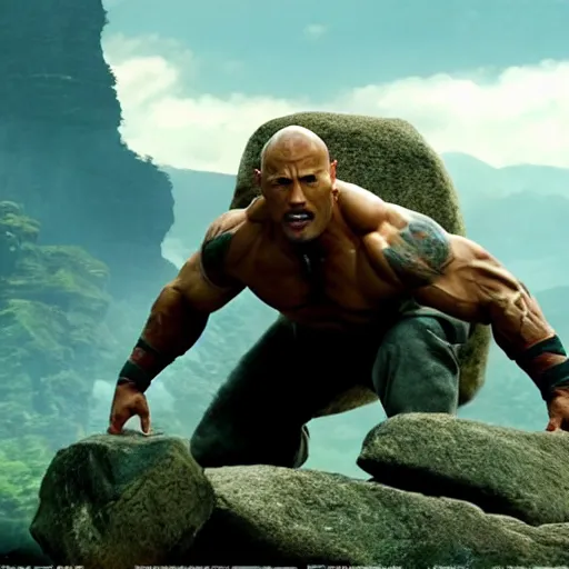 Prompt: Dwayne Johnson is The Boulder!, Avatar: The Last Airbender!, cinematic shot