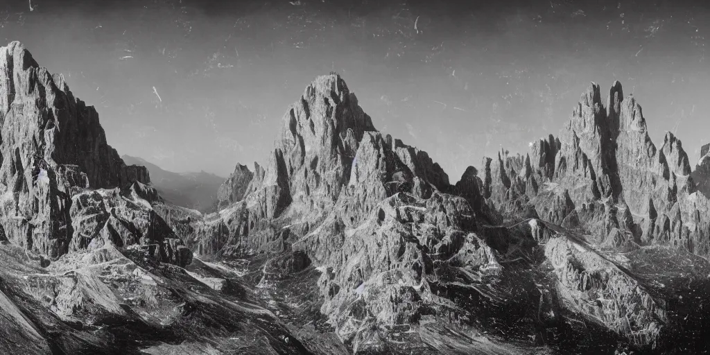 Image similar to 1920s photography of witch-hunt, dolomites in the background, occult signs, witch burning, pyre, solstice fire, alp, dolomites, alpine, detailed intricate insanely detailed octane render, 8k artistic 1920s photography, photorealistic, black and white, chiaroscuro, hd, by David Cronenberg, Raphael, Caravaggio