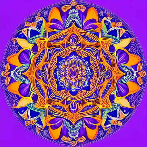 Image similar to highly detailed and intricately made vector art colorful illustration of a very beautiful Mandala with very symmetrical features and soft pastel tones, hyperrealistic, intricate detail, HD digital painting, 8k resolution, enchanting, sense of awe, award winning picture, Hyperdetailed, Gsociety, trending on ArtstationHQ