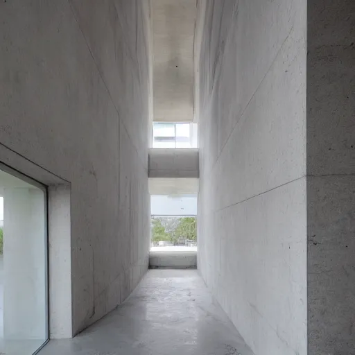 Image similar to vertical liminal space, stucco walls, brutalist, shiny floors, minimalist, stunning, 50 foot drop