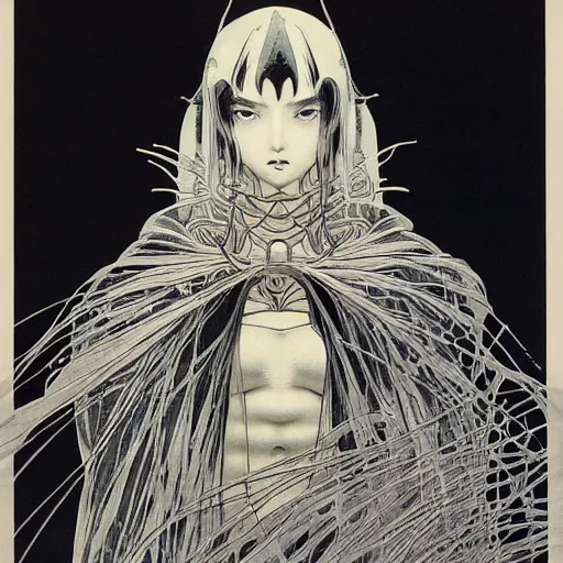 Image similar to prompt : black and white portrait soft light painted by takato yamamoto, human modified by mecha attributes and armor, inspired by ghost in shell anime, smooth face feature, intricate oil painting, high detail, sharp high detail, manga and anime 1 9 8 0