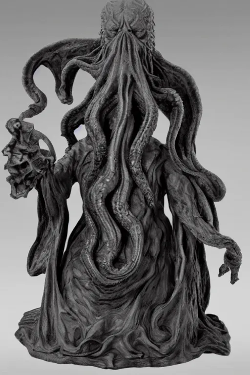 Image similar to cthulhu marble statue by michelangello and leonardo da vinci