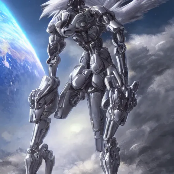 Image similar to giant stunning goddess shot, beautiful hot anthropomorphic robot mecha female dragon larger than the planet, gently caressing earth, looming over earth in space, detailed silver armor, epic proportions, epic scale, highly detailed digital art, furry art, macro art, giantess, macro, furaffinity, deviantart, 8k 3D realism