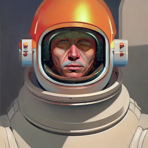 Image similar to Portrait of an engineer with helmet, very coherent, painted by Edward Hopper, Wayne Barlowe, painted by James Gilleard, airbrush, art by JamesJean