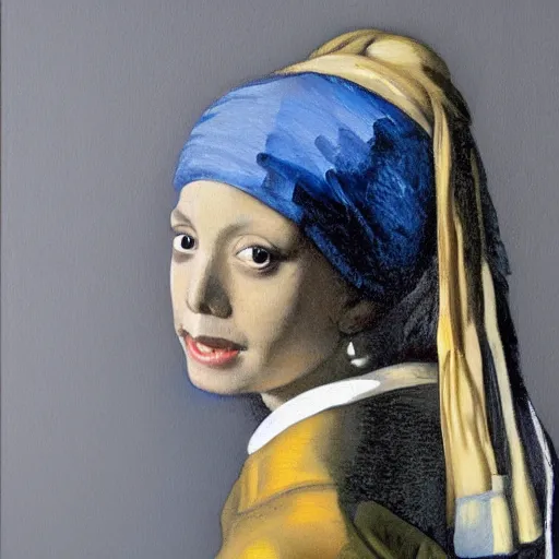 Prompt: An oil painting of Michael Jackson with a pearl earring, by Johannes Vermeer, 8k