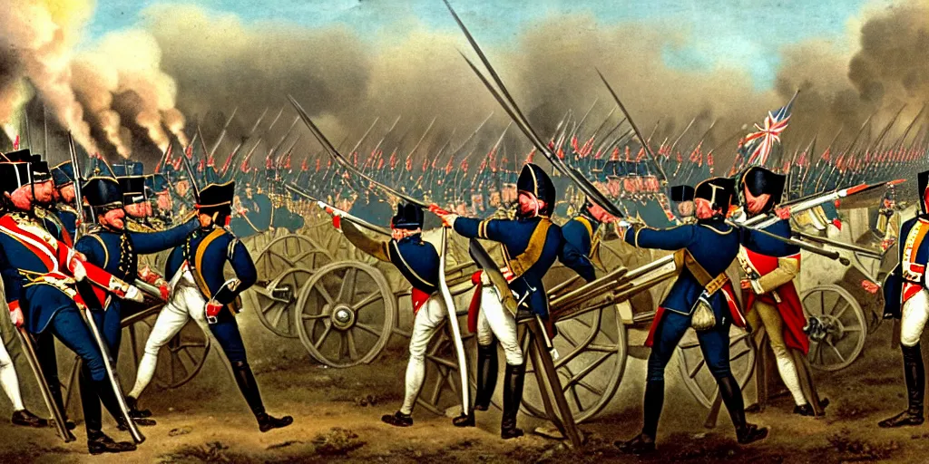 Image similar to first person point of view from the artillery battery during a napoleonic war. highly detailed depicting the artillery