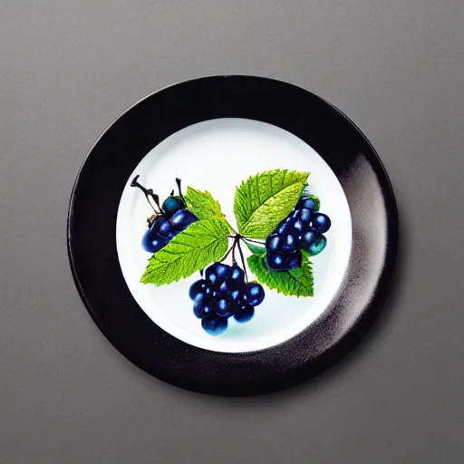 Image similar to a man eats black currants in a plate, hyper realistic, hyper detailed, cfg _ scale 1 2