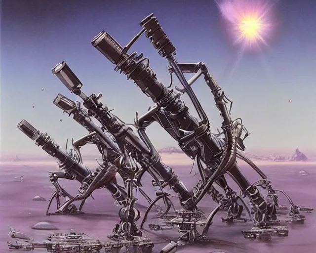 Image similar to The tripods, sci-fi cinematic scene by Jim Burns