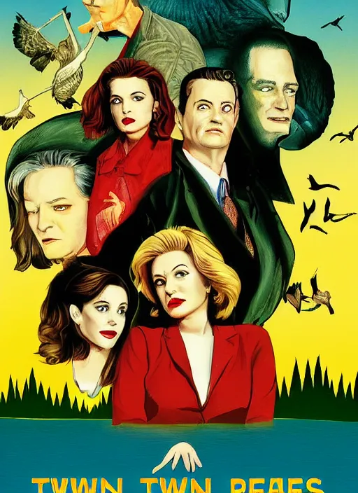 Prompt: twin peaks movie poster art by jim ludtke