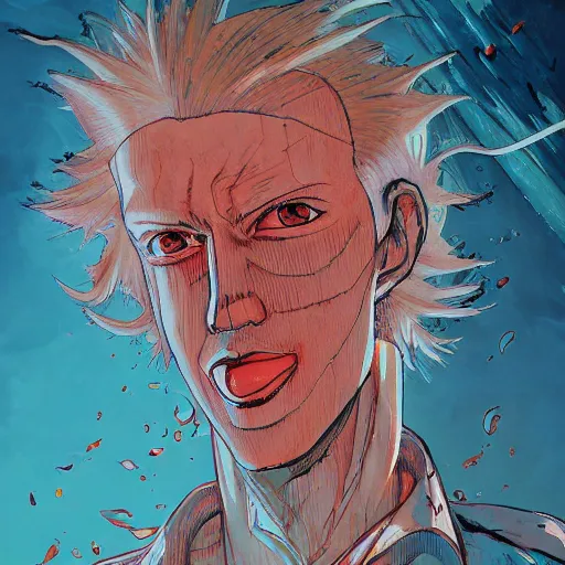 Image similar to prompt : chainsaw man portrait soft light painted by james jean and katsuhiro otomo and erik jones, inspired by akira anime, smooth face feature, intricate oil painting, high detail illustration, sharp high detail, manga and anime 1 9 9 9