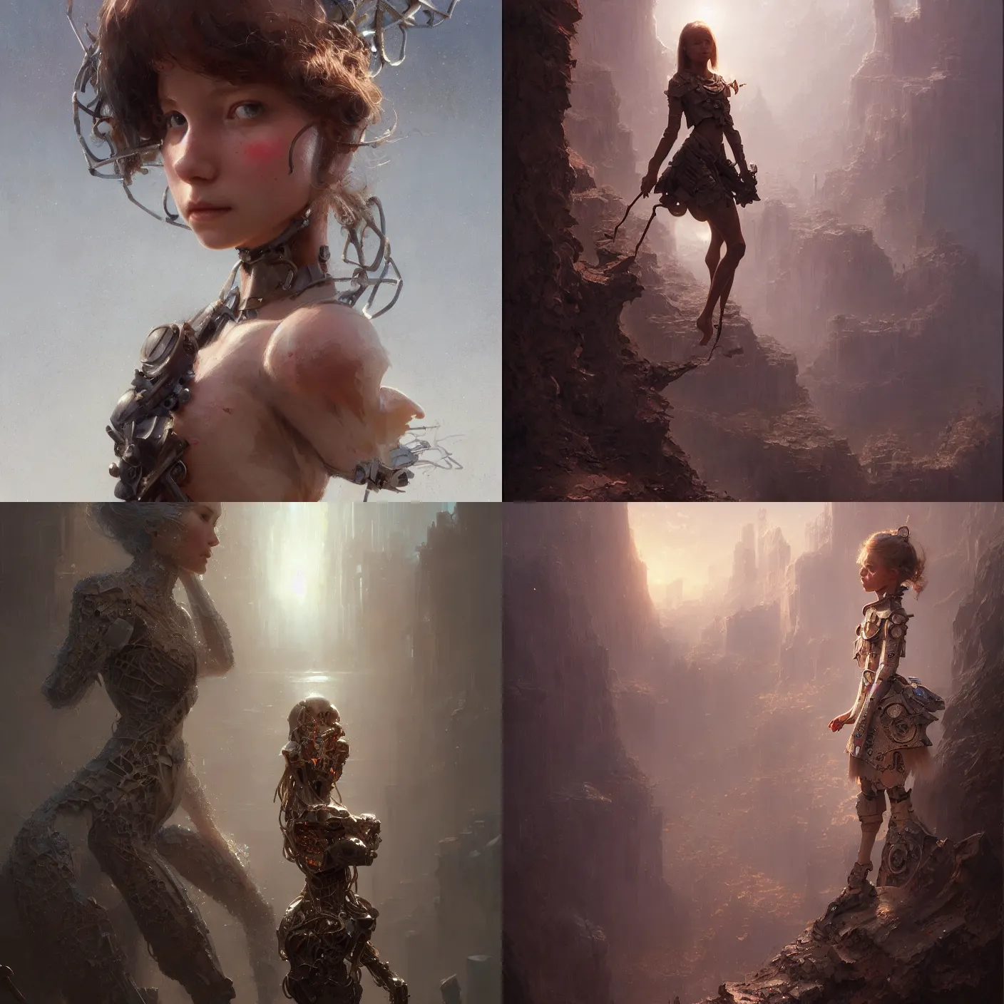 Prompt: detailed, sharp, A young girl whose heart is made of metal automata by James Gurney, by Greg Rutkowski, digital art, surreal, trending on artstation, HD, 8K, highly detailed, good lighting. beautiful. epic.