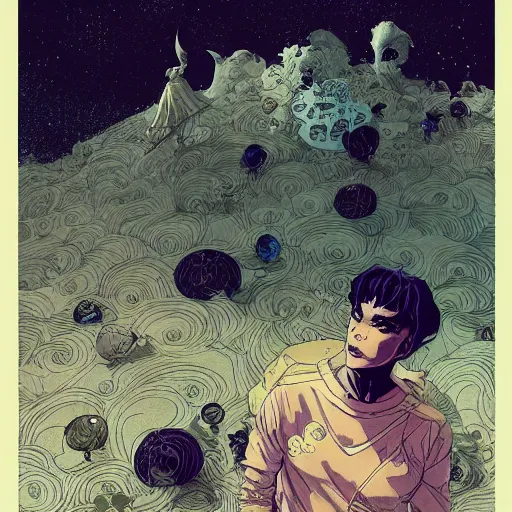 Image similar to Dream from Sandman 2d illustration by Feng Zhu and Loish and Laurie Greasley, Victo Ngai, Andreas Rocha, John Harris, artstation, sharp focus