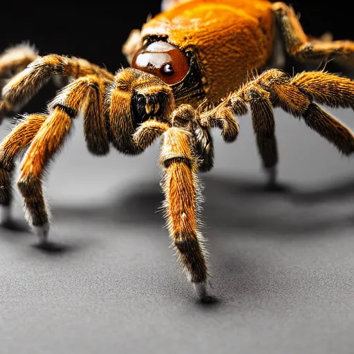 Image similar to a tarantula wearing high heels, tabletop, detailed, intricate, realistic, hdr, 8 k