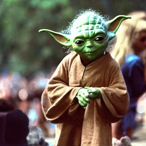 Image similar to yoda performing at woodstock