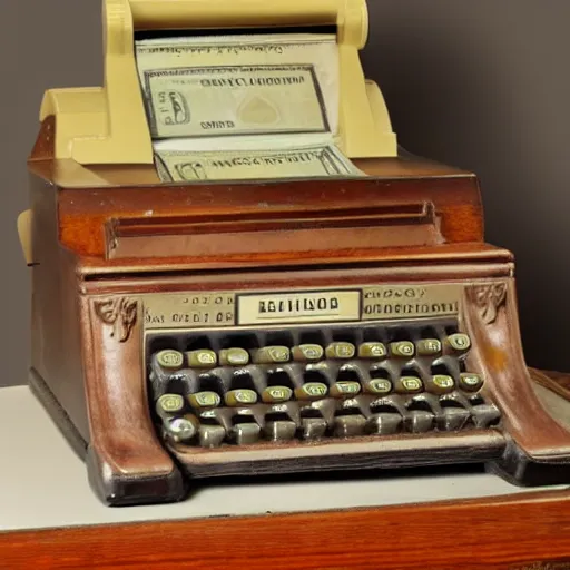 Image similar to award - winning photo. photorealistic vintage national cash register from 1 9 0 0.