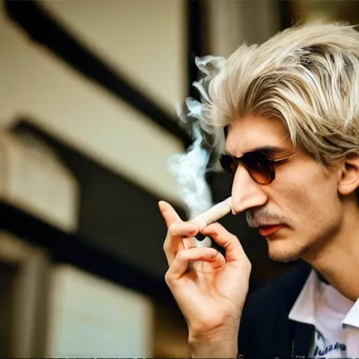 Image similar to xqc smoking a cigarrette