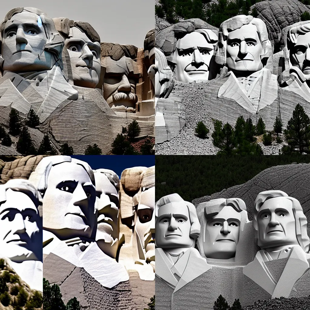 Prompt: lego heads carved into mount rushmore