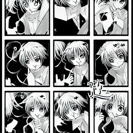 Image similar to shoujo manga in the style of yuyuko takemiya, black and white four panel 4 koma manga