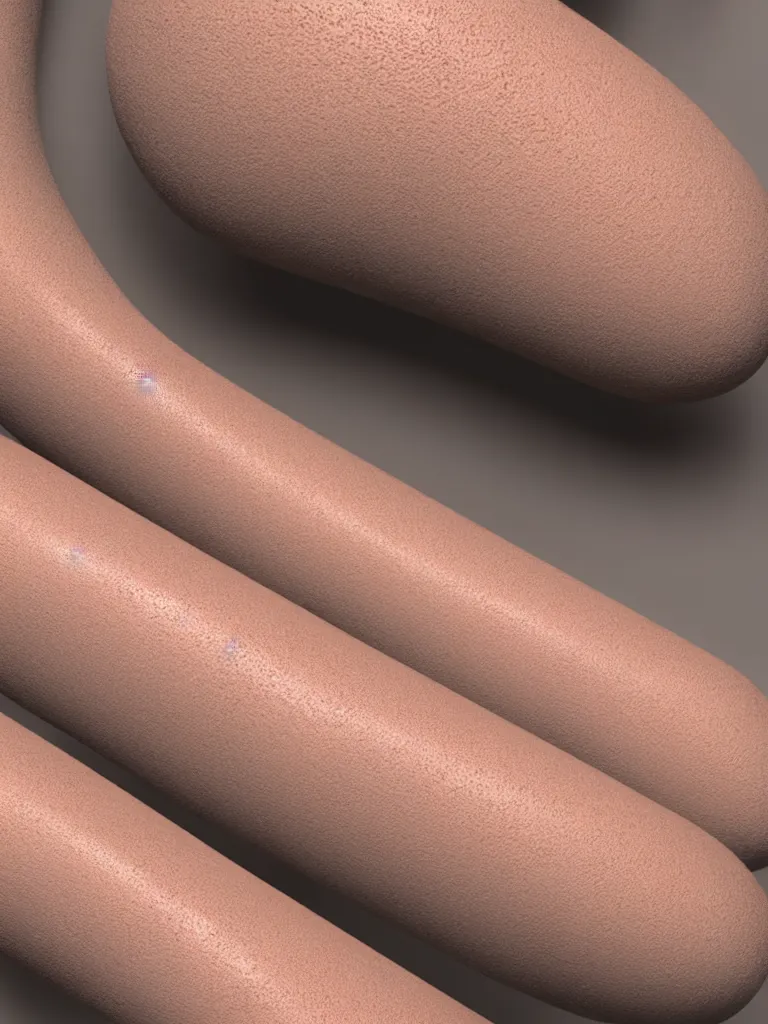 Image similar to simple 3 d primitive tube shape, texture - mapped with pale peach - colored human skin, realistic colors and details, straight smooth vertical, highly realistic bump map, surface painter, 4 k, renderman