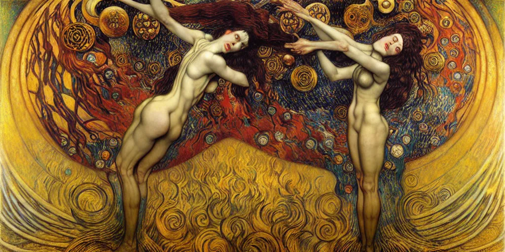 Image similar to Divine Chaos Engine by Karol Bak, Jean Delville, William Blake, Gustav Klimt, and Vincent Van Gogh, symbolist, visionary