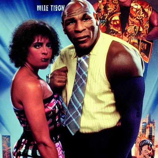 Image similar to mike tyson fighting beetlejuice movie poster