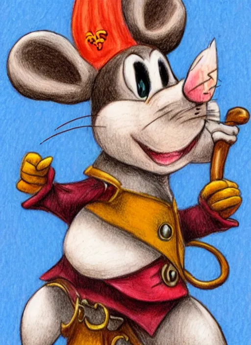 Image similar to detailed colored pencil drawing of a cute anthropomorphic mouse as a pirate