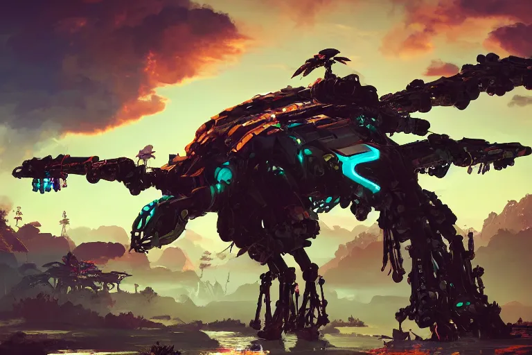 Image similar to sunwing machine mecanical creature robot of horizon forbidden west horizon zero dawn bioluminiscence global illumination ray tracing hdr fanart arstation by ian pesty and alena aenami artworks in 4 k