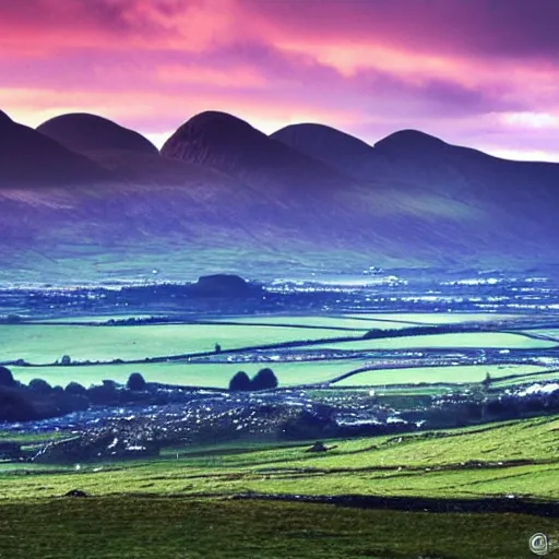 Prompt: the mountains of mourne in ireland, stylistic, beautiful artwork