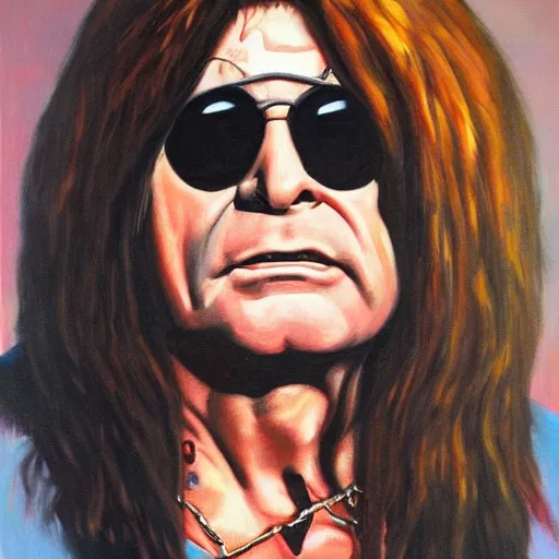 Image similar to ozzy osbourne, oil on canvas