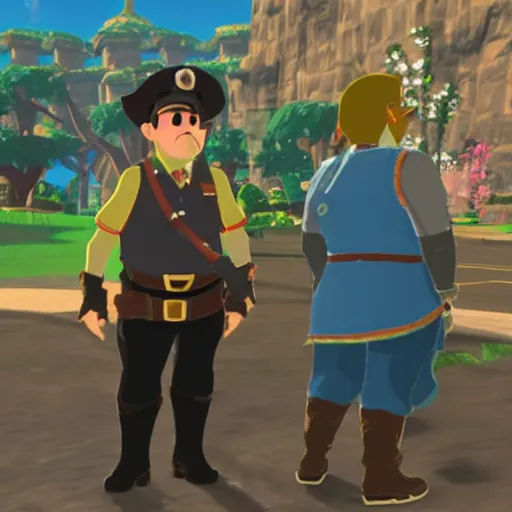 Image similar to Paul Blart Mall Cop in The Legend of Zelda Breath of the Wild