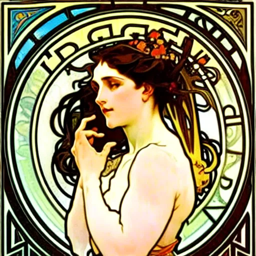 Image similar to art by alphonse mucha