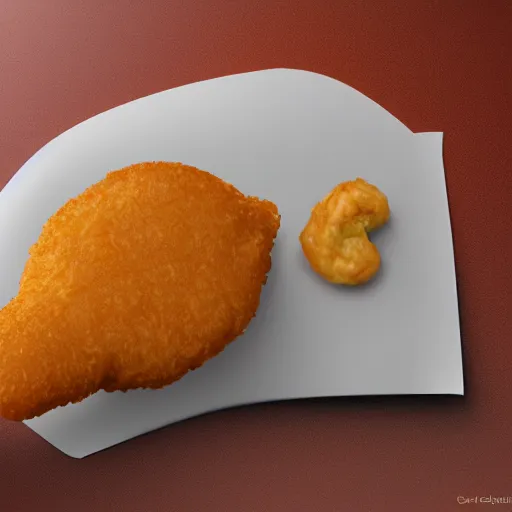 Prompt: photorealistic mcdonalds chicken nugget with tail