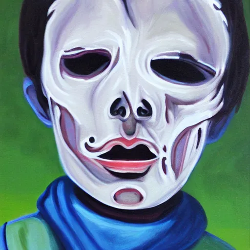 Image similar to ghost boy, acrylic painting